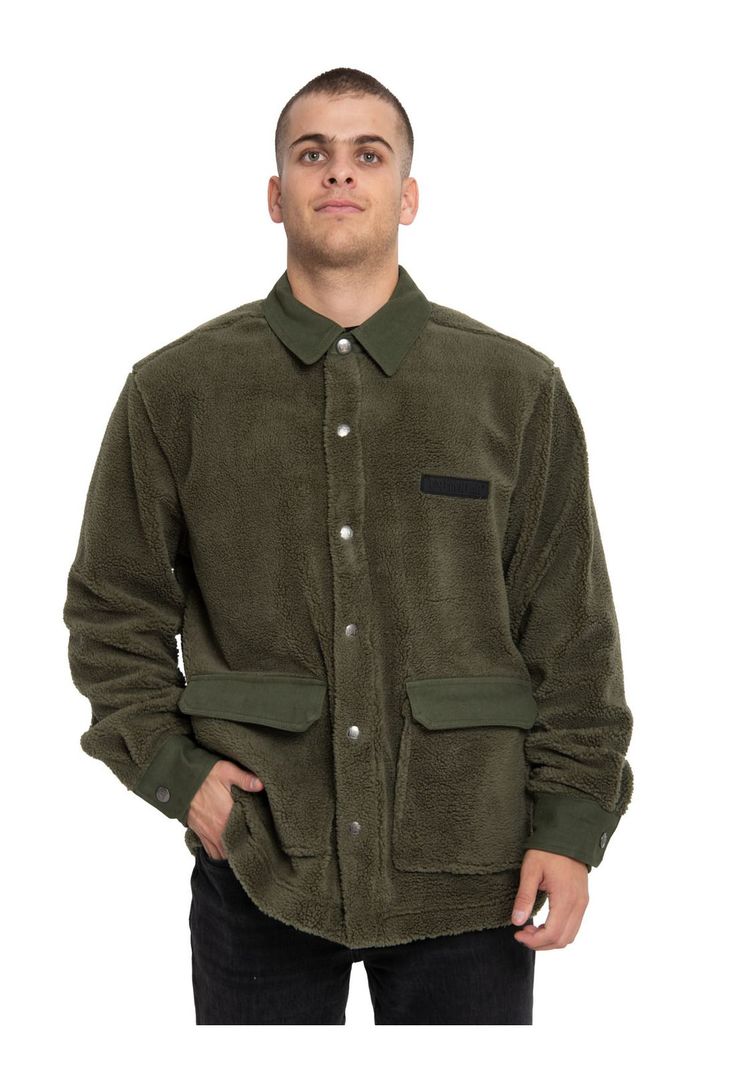 Polar Casual Hombre Sherpa Jacket Verde-0