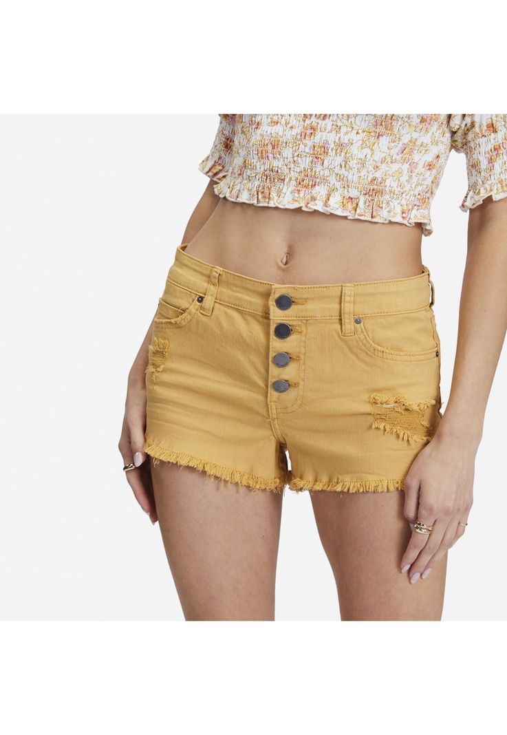 Short Buttoned Up Amarillo Mujer-3