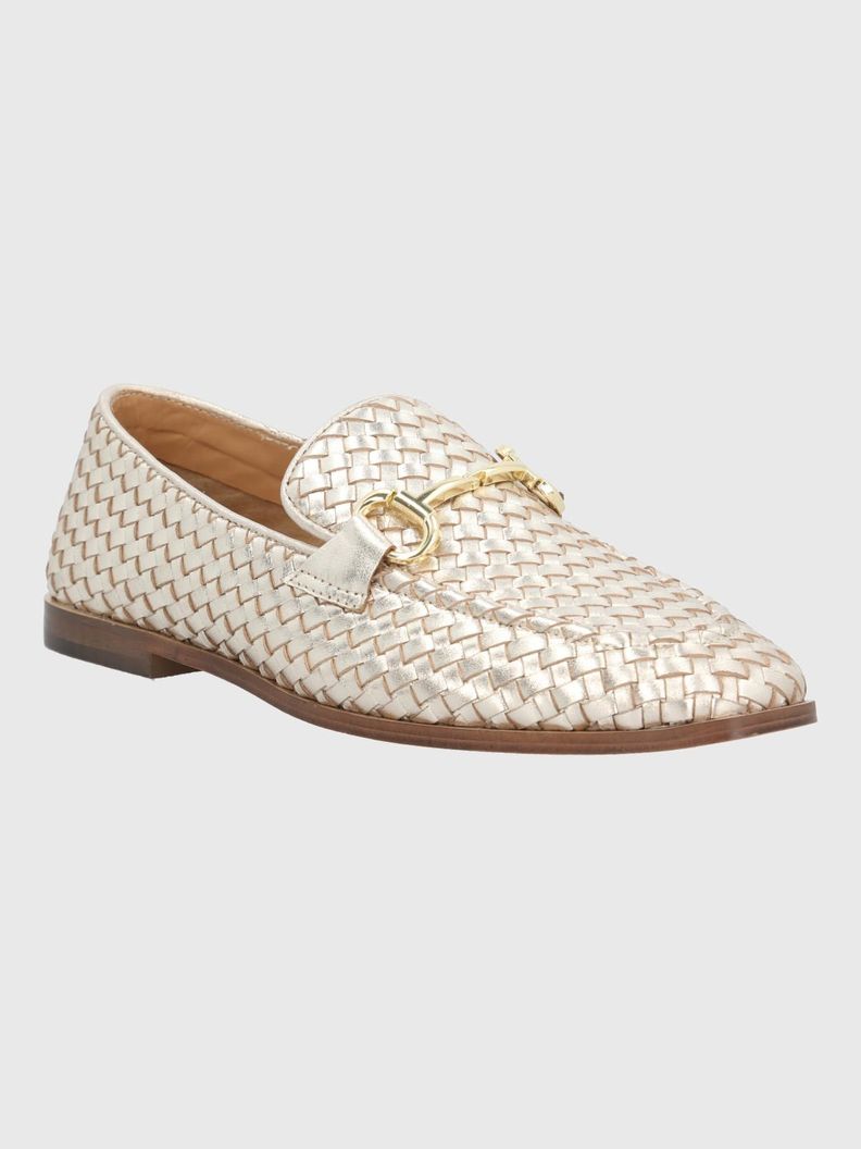 Mocasin Cuero Mujer Feels Metalizado
