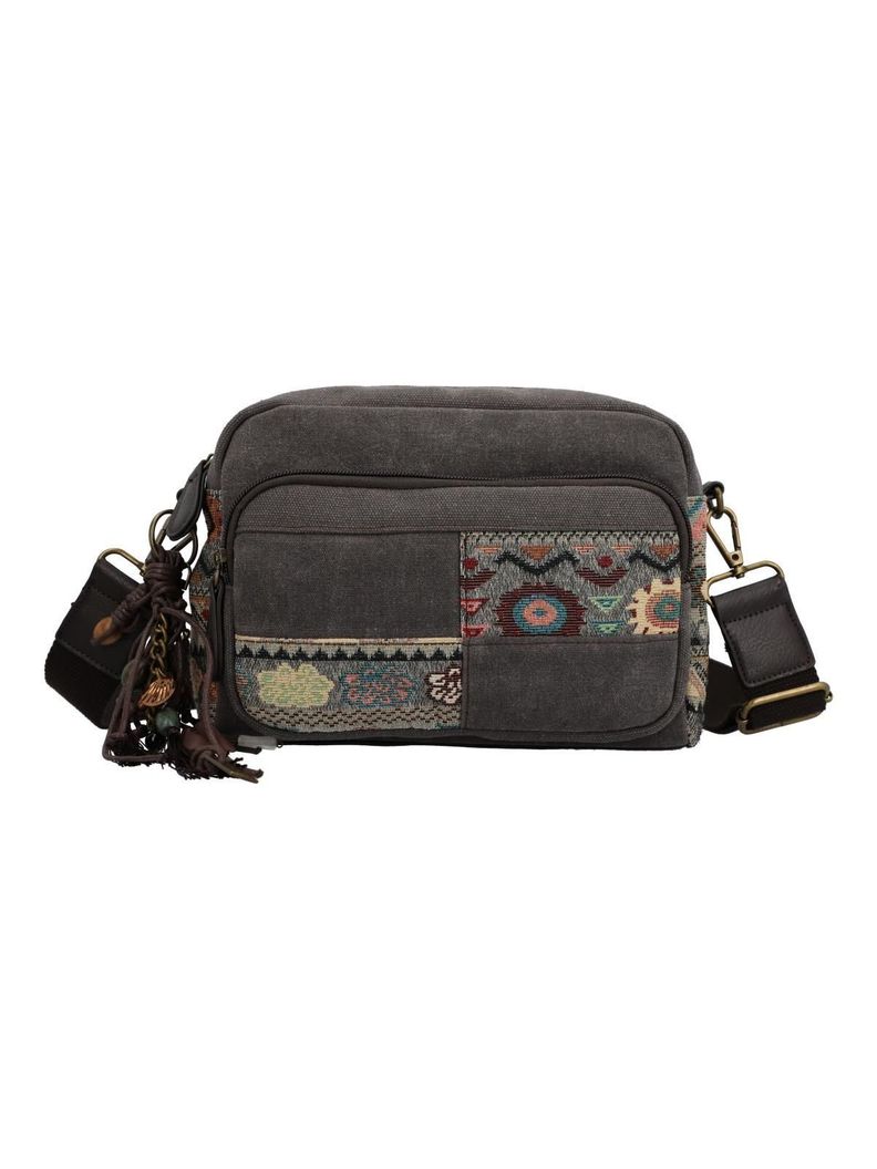 Cartera Textil Mujer Kaur Cross Gris