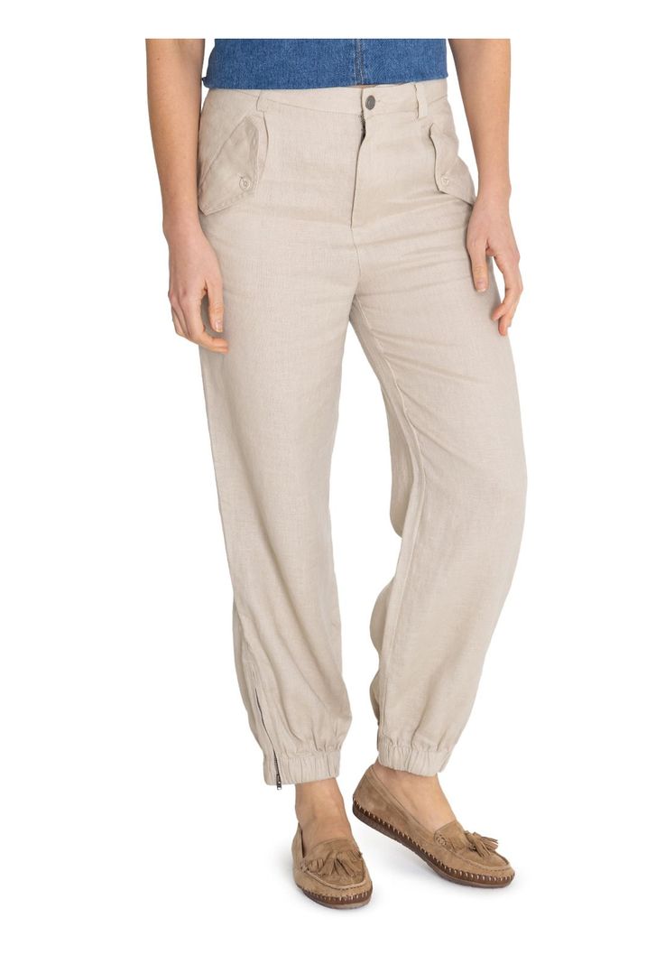 Pantalón Lino Orgánico Beige Blake Mujer -4