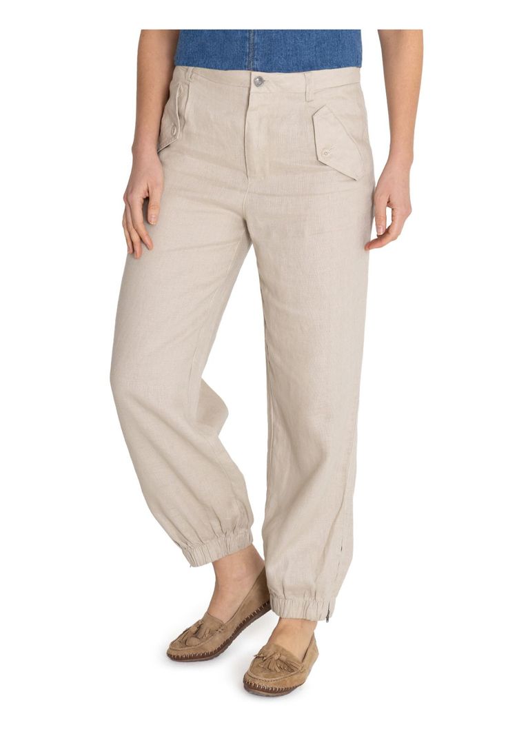 Pantalón Lino Orgánico Beige Blake Mujer -5