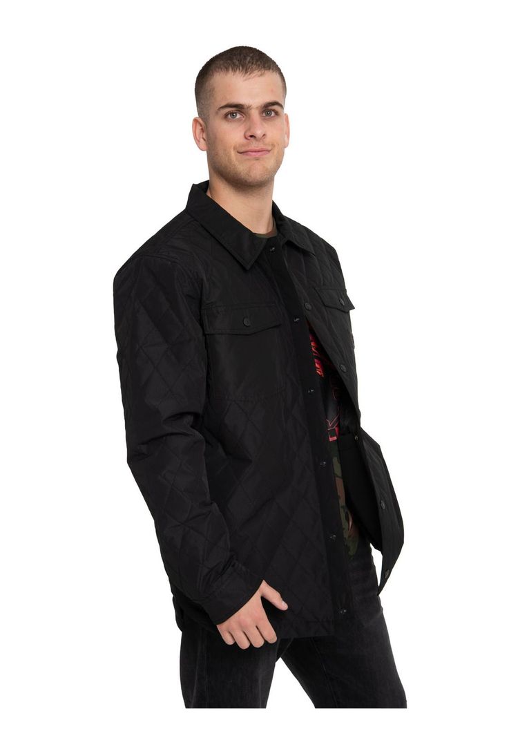 Chaqueta Hombre Quilted Ripstop Shirt Negro-1