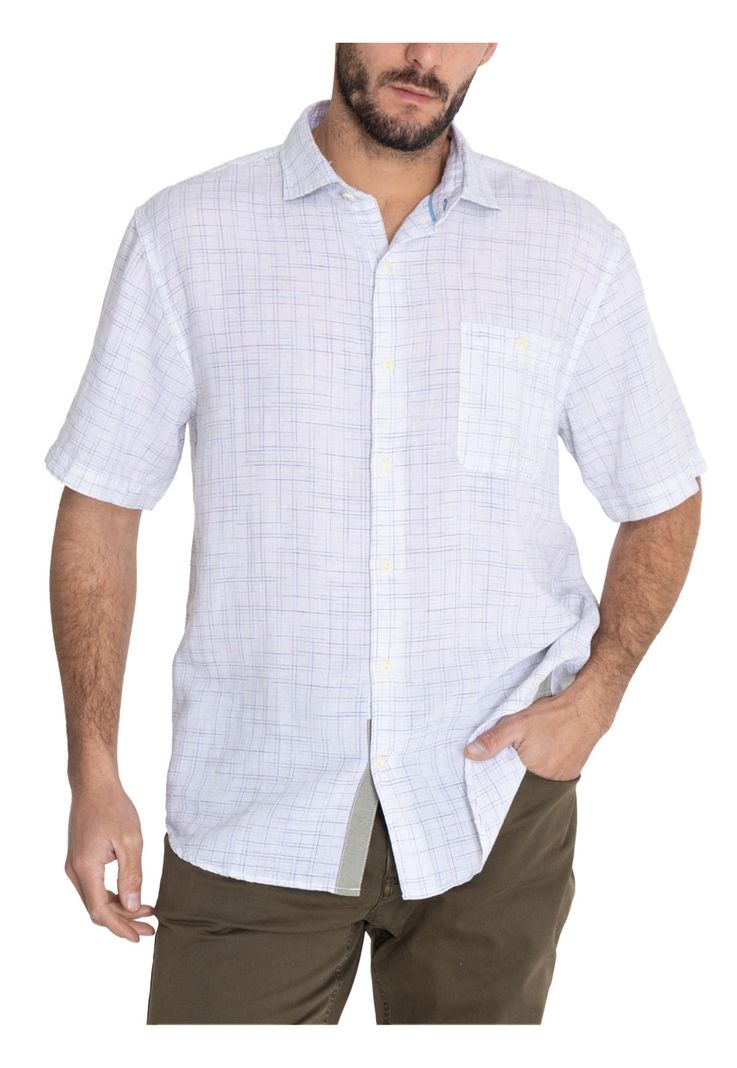 Camisa Lino Orgánico Verde Marbled Hombre -4