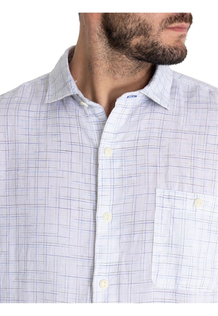 Camisa Lino Orgánico Verde Marbled Hombre -6