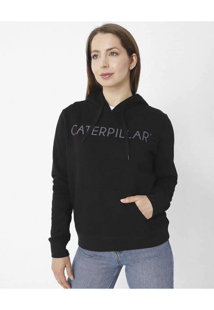 Polerón con gorro Fleece Caterpillar P Negro Mujer-0