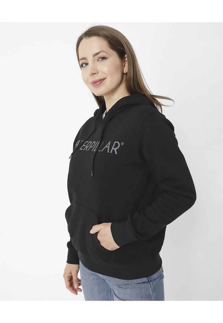 Polerón con gorro Fleece Caterpillar P Negro Mujer-3