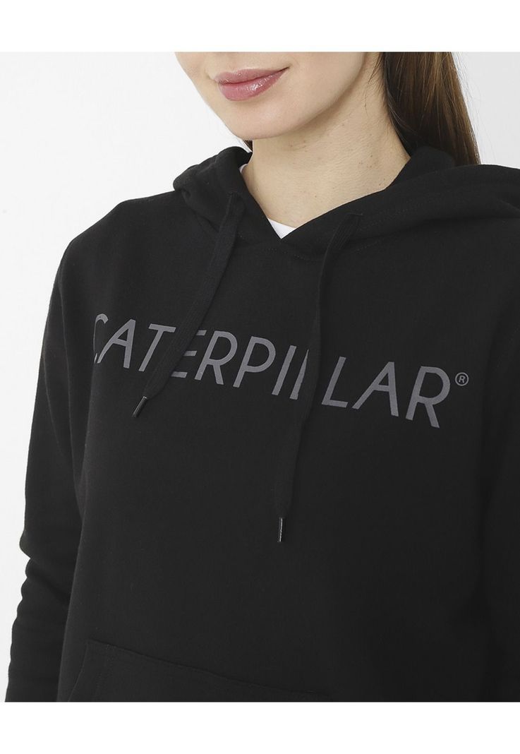 Polerón con gorro Fleece Caterpillar P Negro Mujer-4