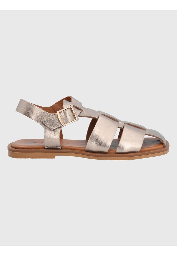 Sandalia Cuero Gris Mujer Tresenda -1