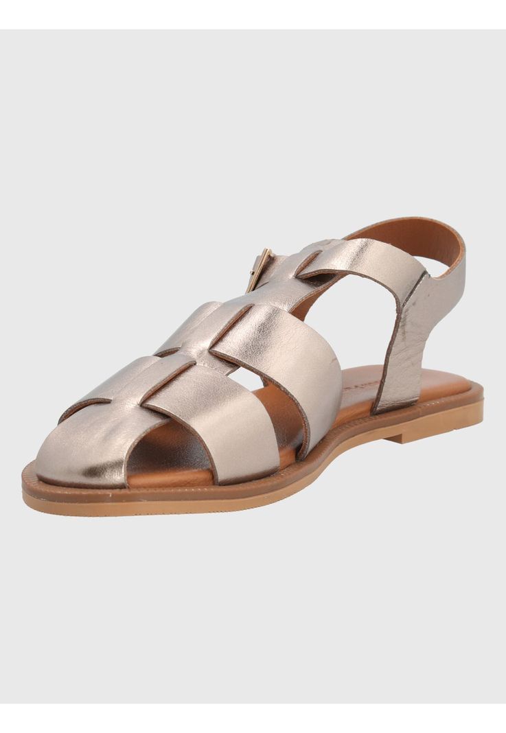 Sandalia Cuero Gris Mujer Tresenda -3