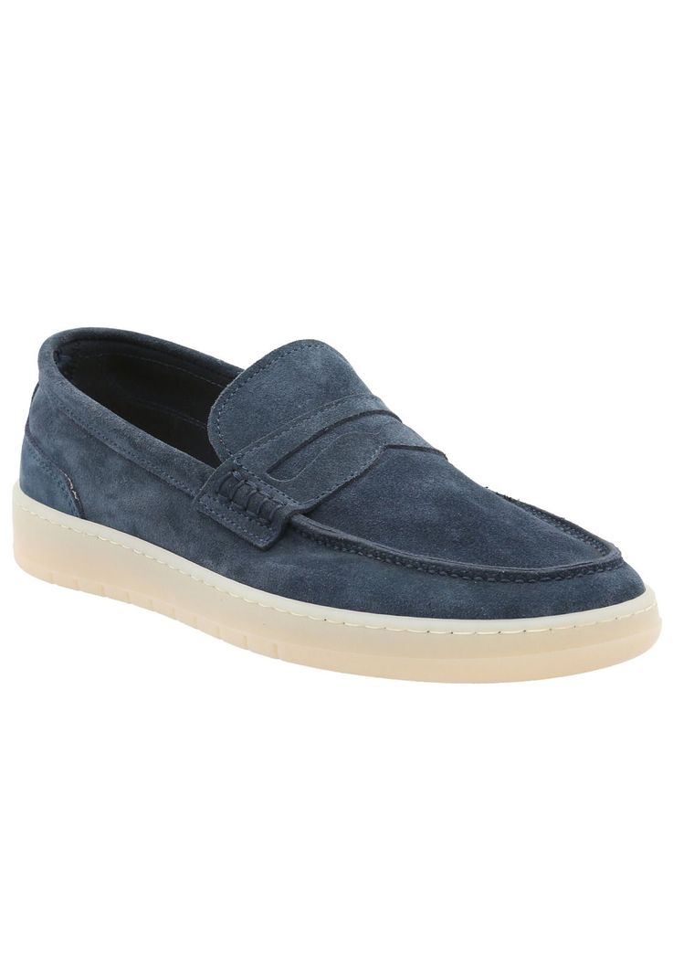 Mocasín Cuero Hombre Galvano Azul -1