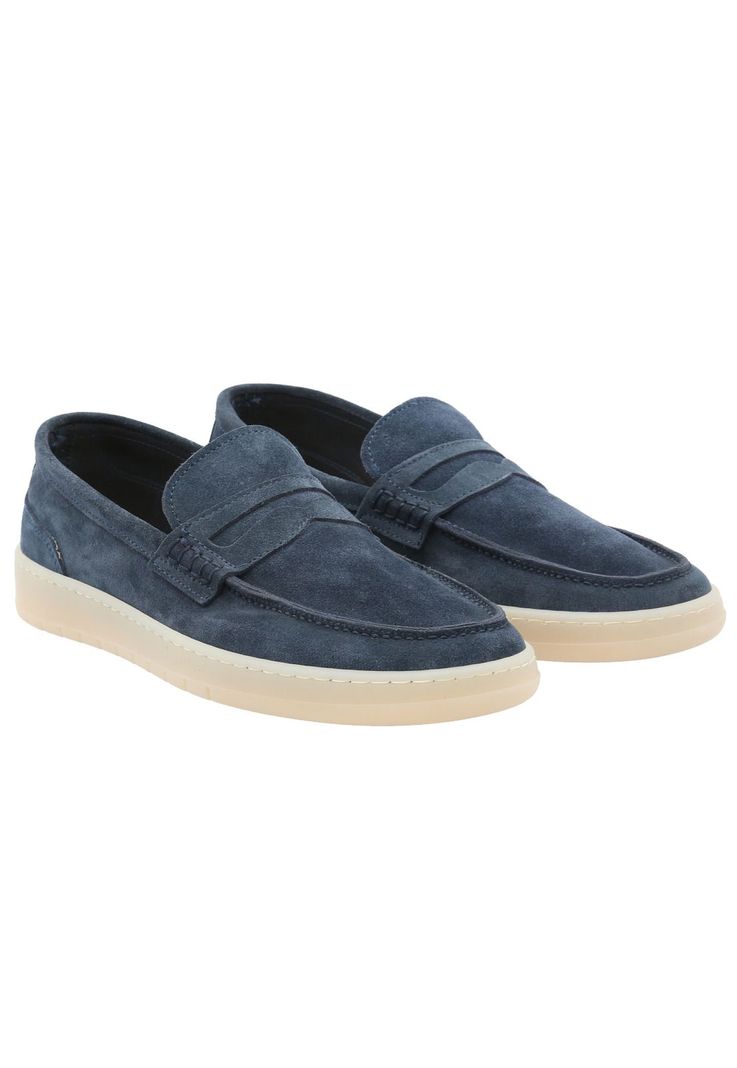 Mocasín Cuero Hombre Galvano Azul -7