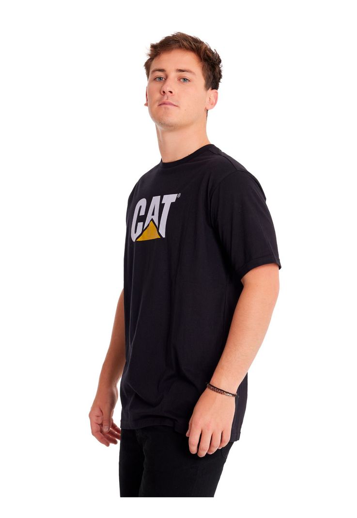Polera Manga Corta Hombre Cat Logo Tee Negro-1