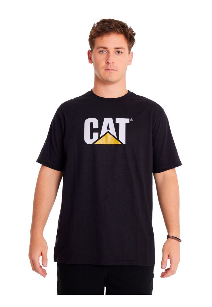 Polera Manga Corta Hombre Cat Logo Tee Negro-4