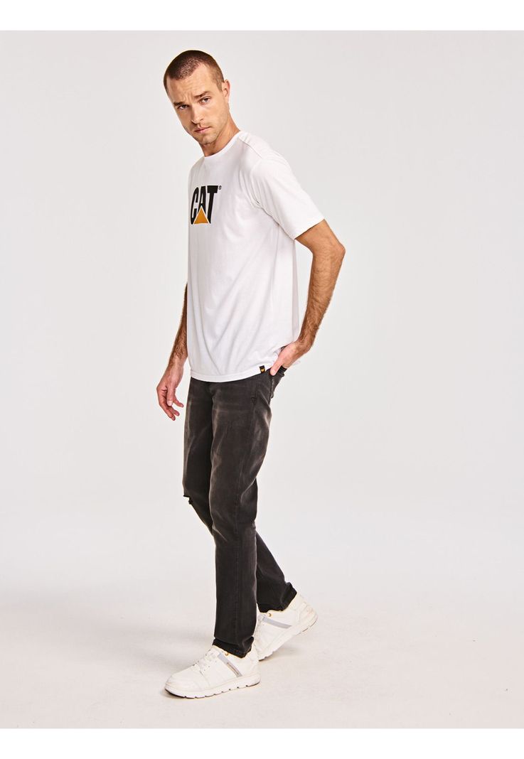 Polera Manga Corta Hombre Cat Logo Tee Blanco-3