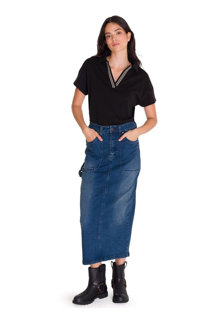 Falda Casual Carpenter Maxi Mujer Denim-9