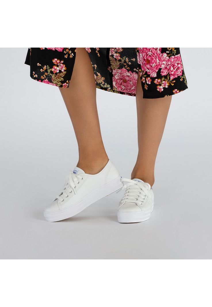 Zapatilla Cuero Blanca Mujer Triple Kick -8