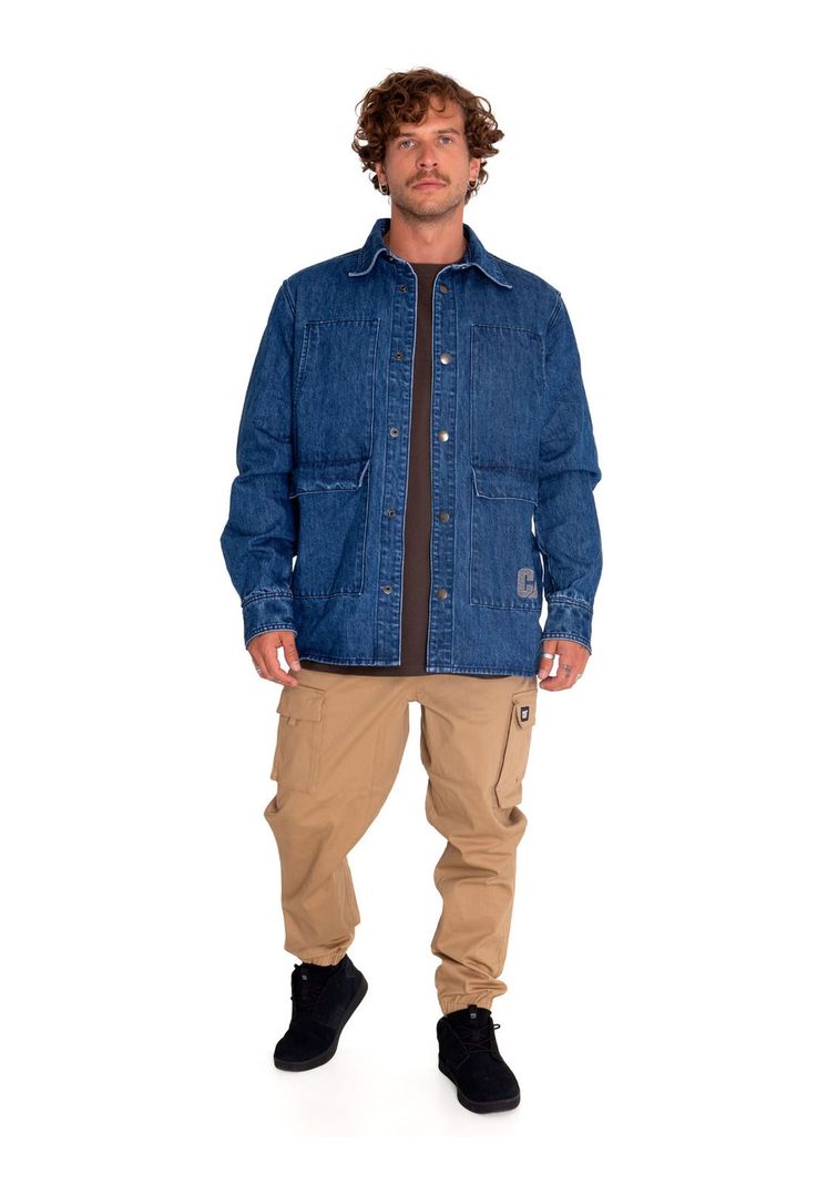 Chaqueta Unisex Rigid Denim Heavy Overshirt Azul-7