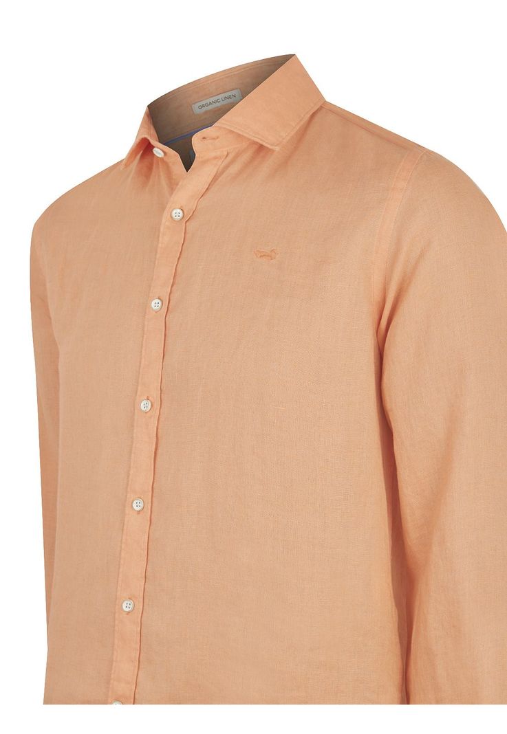 Camisa Lino Orgánico Naranja Linensol Hombre -3