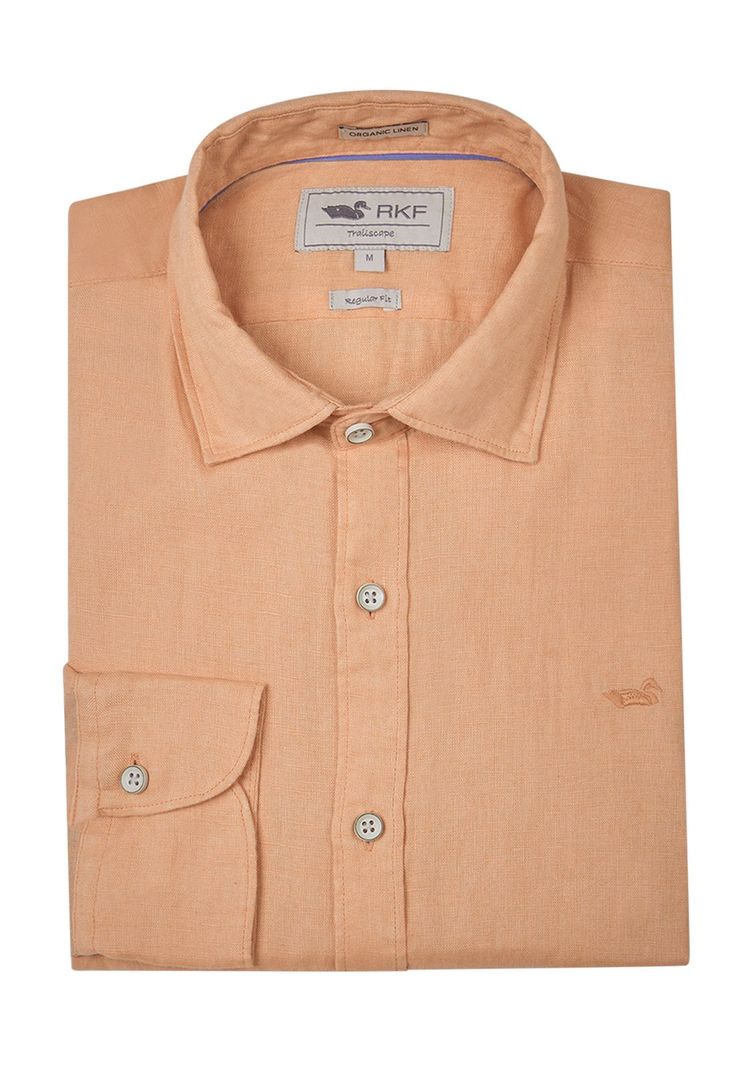 Camisa Lino Orgánico Naranja Linensol Hombre -4