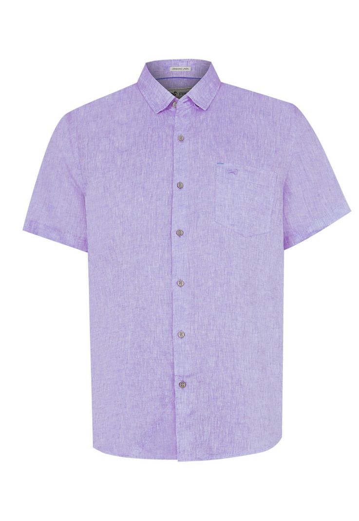 camisa Lino Orgánico Morado Linenshort Hombre -0