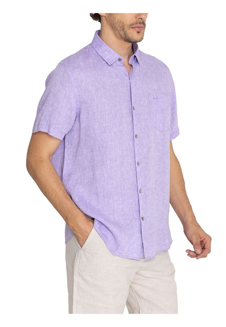camisa Lino Orgánico Morado Linenshort Hombre -3
