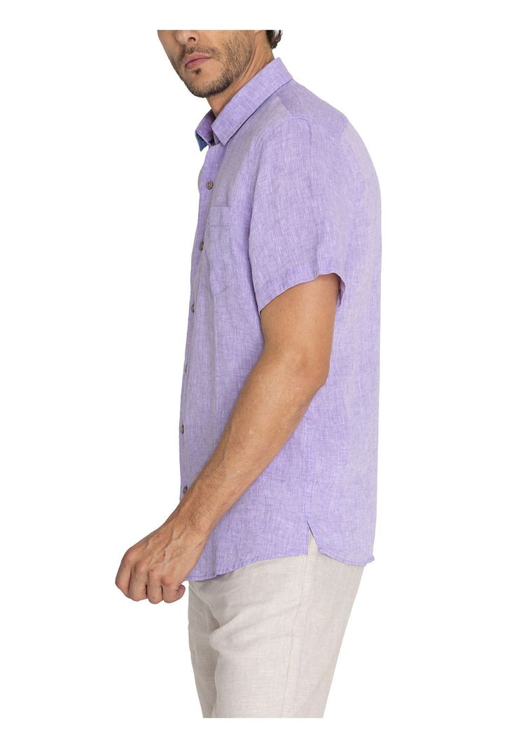 camisa Lino Orgánico Morado Linenshort Hombre -4