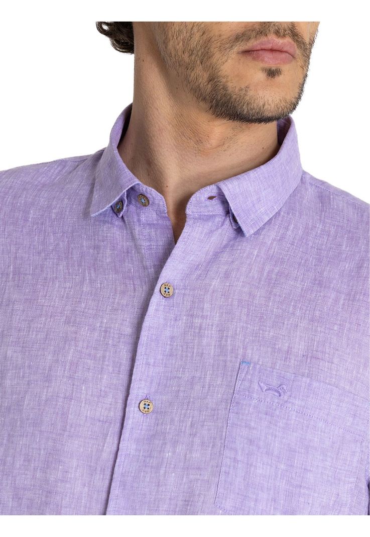 camisa Lino Orgánico Morado Linenshort Hombre -5