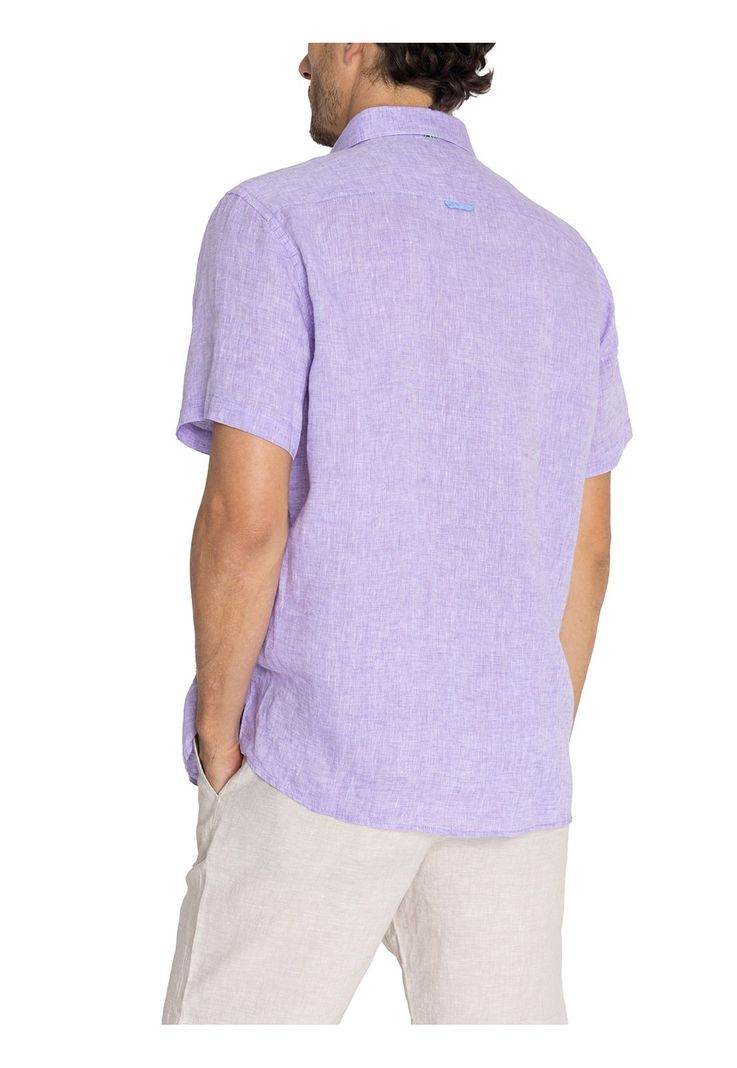 camisa Lino Orgánico Morado Linenshort Hombre -6