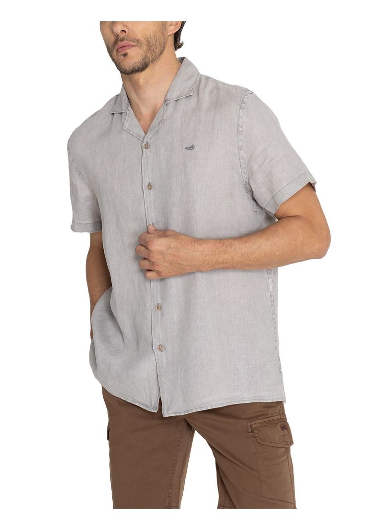 camisa Lino Orgánico Gris Braga Hombre -4