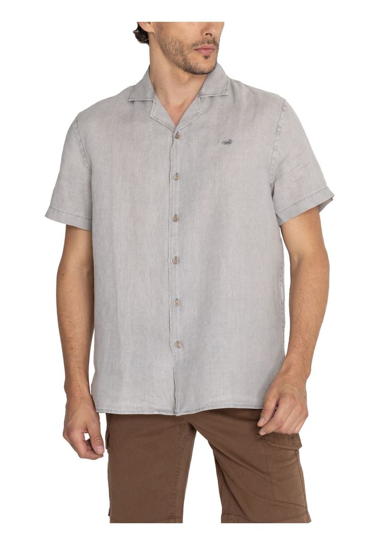 camisa Lino Orgánico Gris Braga Hombre -5