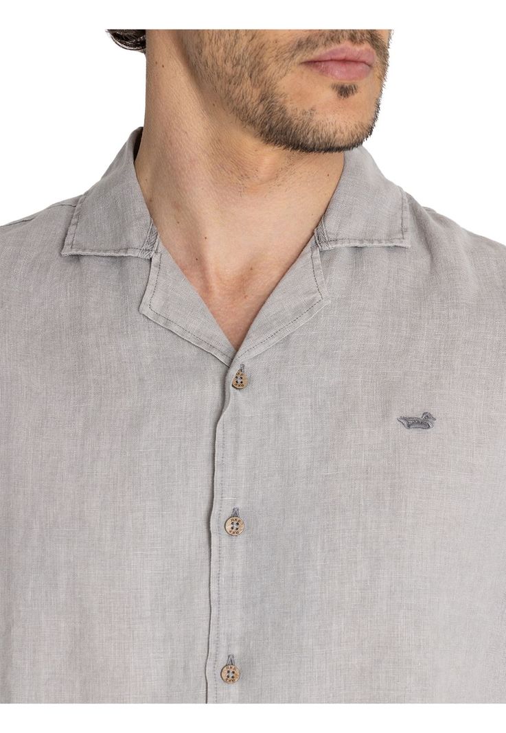 camisa Lino Orgánico Gris Braga Hombre -6