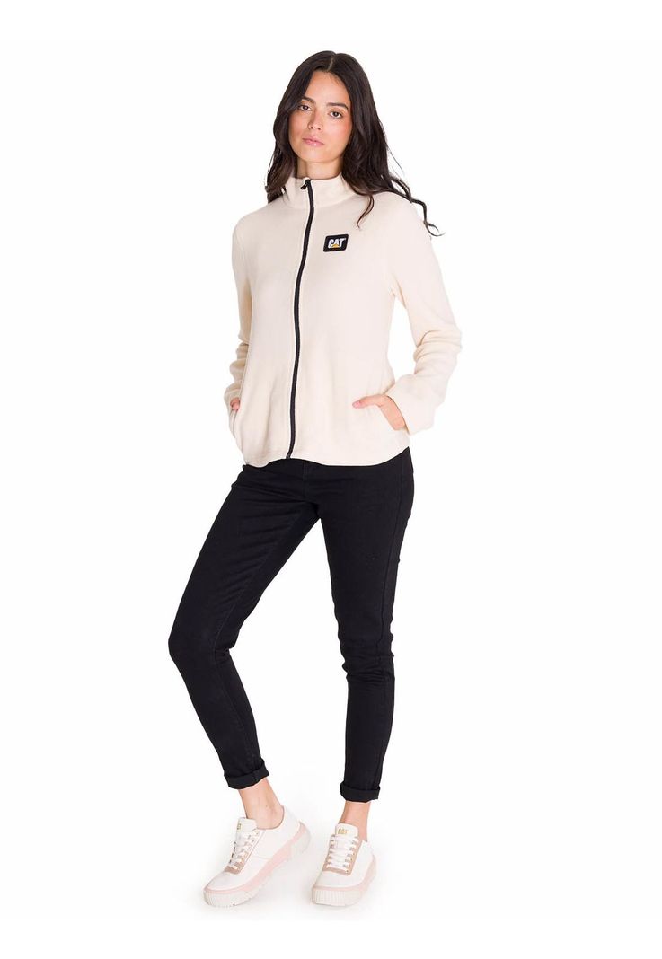 Polar Microfleece Full Zip Mujer Beige-5