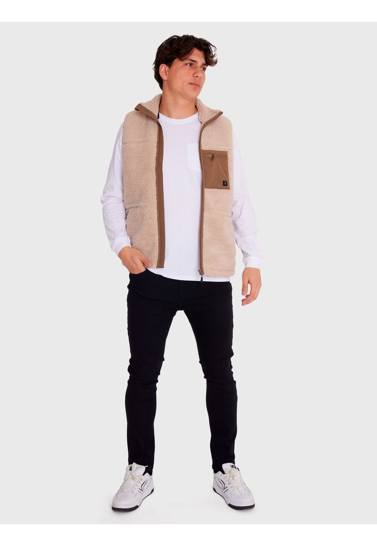 Polar Vest Sherpa sin mangas Café claro Hombre-5