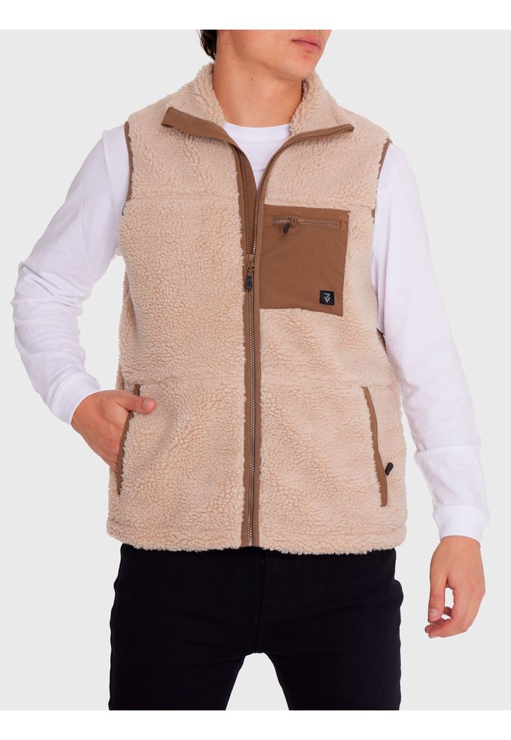 Polar Vest Sherpa sin mangas Café claro Hombre-6