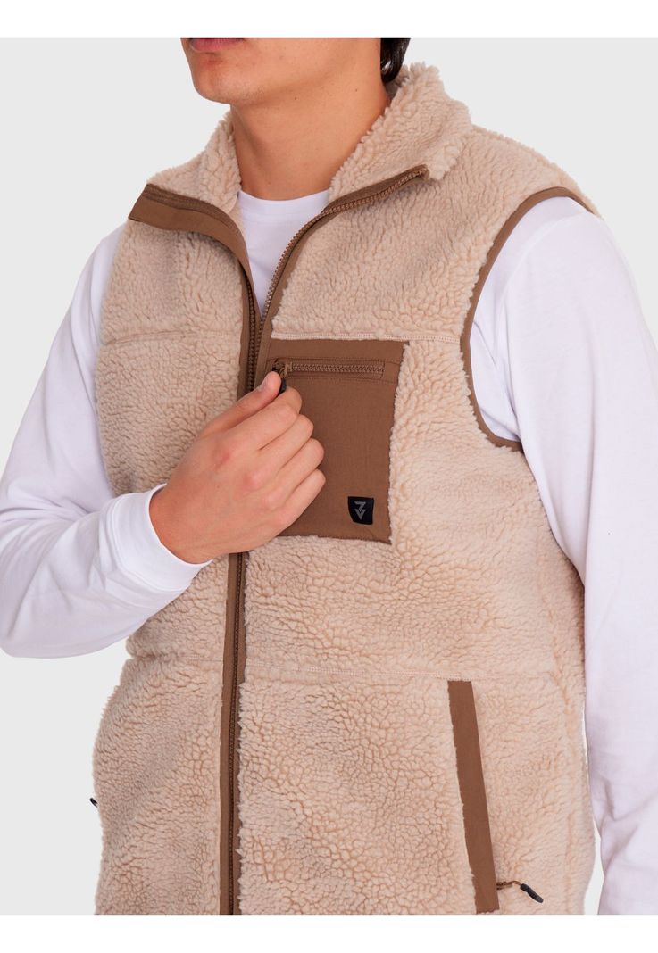 Polar Vest Sherpa sin mangas Café claro Hombre-7