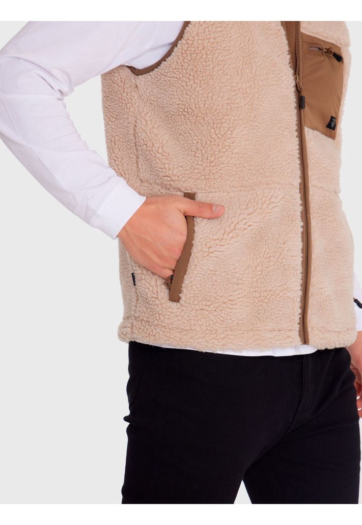 Polar Vest Sherpa sin mangas Café claro Hombre-8