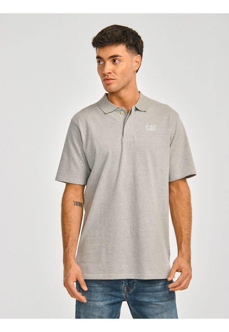 Polera Polo Hombre Cat Logo Pique Polo Gris-0
