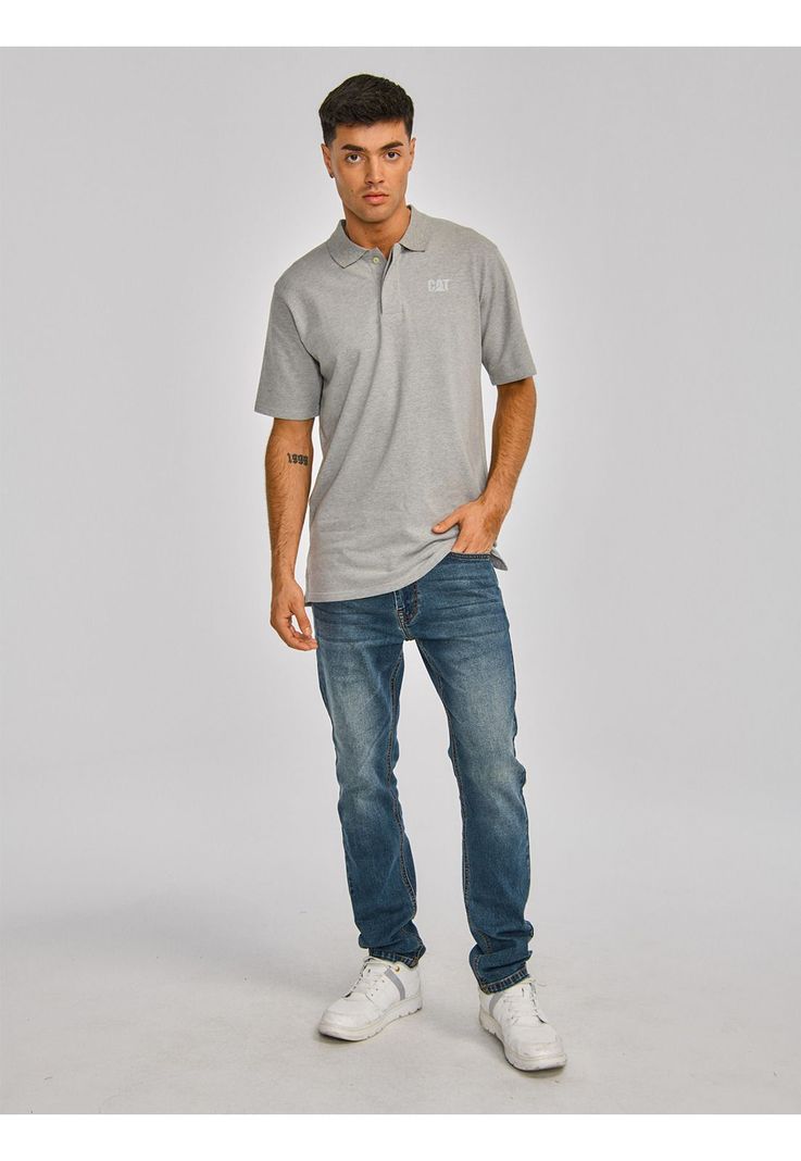 Polera Polo Hombre Cat Logo Pique Polo Gris-1