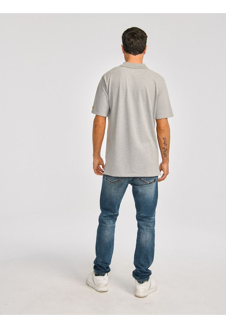 Polera Polo Hombre Cat Logo Pique Polo Gris-4
