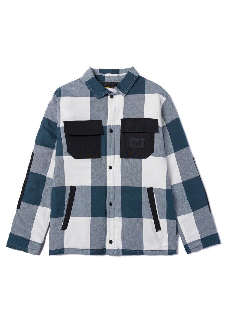 Chaqueta Flannel Snap Front Hombre Azul Petróleo-0