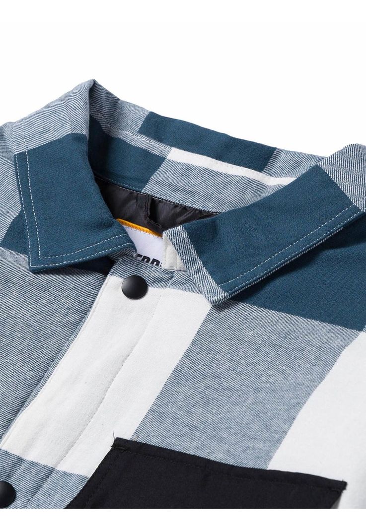 Chaqueta Flannel Snap Front Hombre Azul Petróleo-3