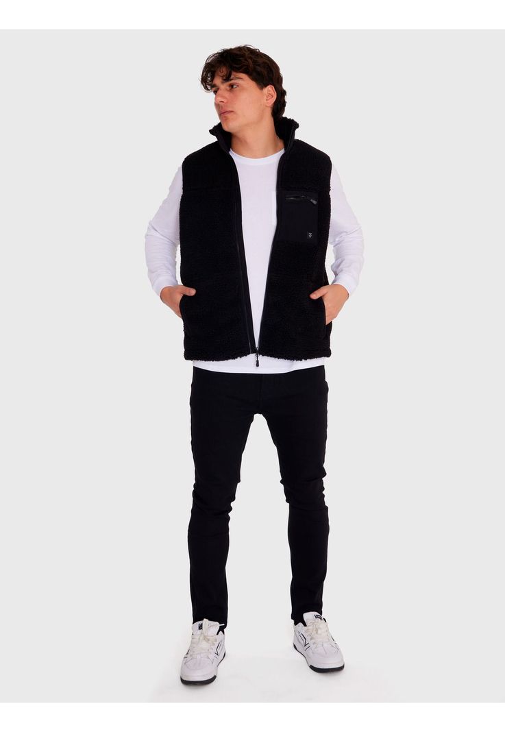 Polar Vest Sherpa sin mangas Negro Hombre-4