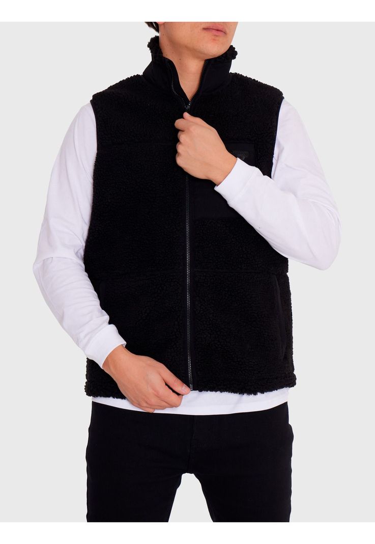 Polar Vest Sherpa sin mangas Negro Hombre-5