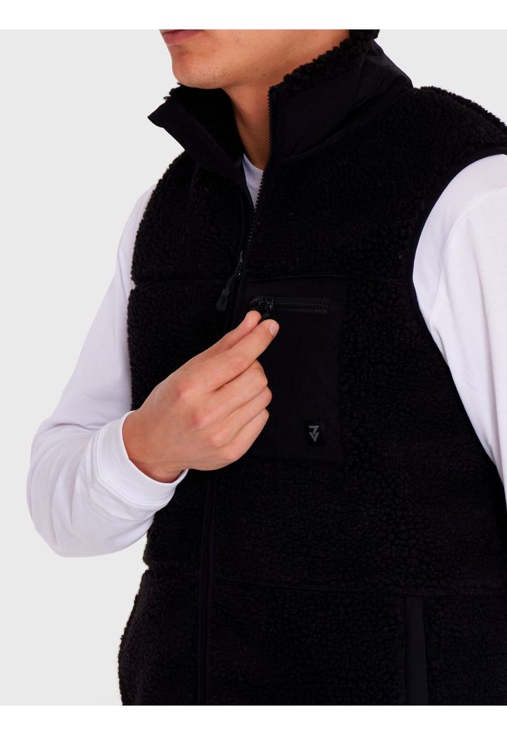 Polar Vest Sherpa sin mangas Negro Hombre-6