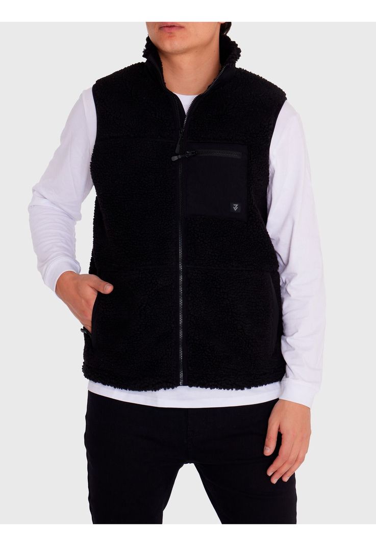Polar Vest Sherpa sin mangas Negro Hombre-7