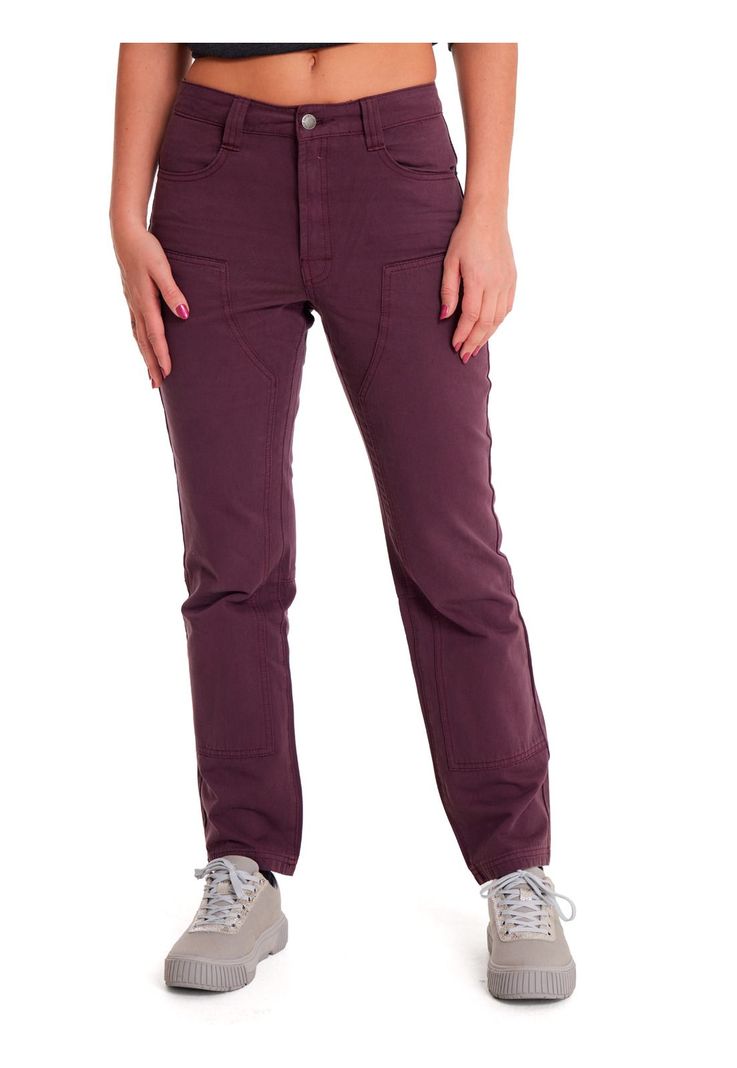 Pantalón Mujer Double Front Utility Bottom Burdeo-0