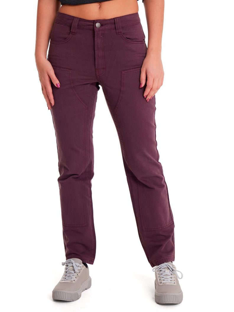 Pantalón Mujer Double Front Utility Bottom Burdeo