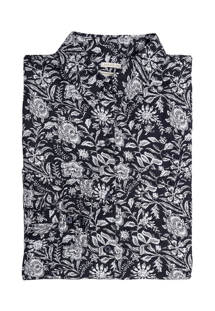 Blusa Lino Orgánico Lirioprint Gris Osc Mujer-0