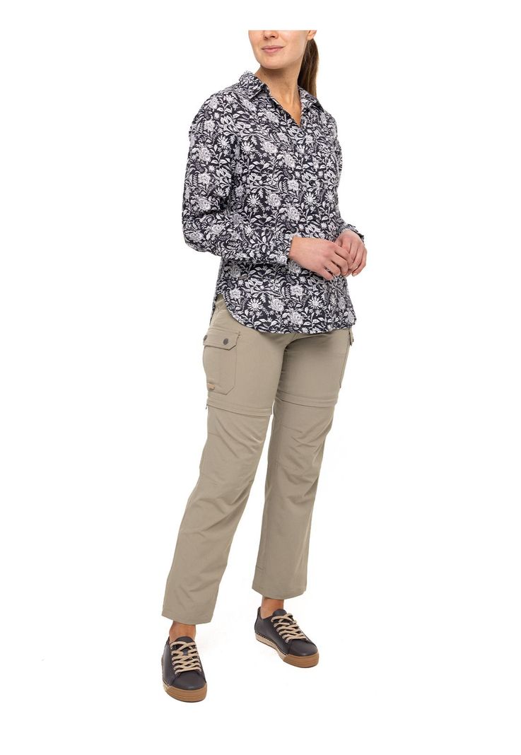 Blusa Lino Orgánico Lirioprint Gris Osc Mujer-7